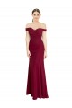 Affordable Off the Shoulder Long Chiffon Prom Dress with Pleats