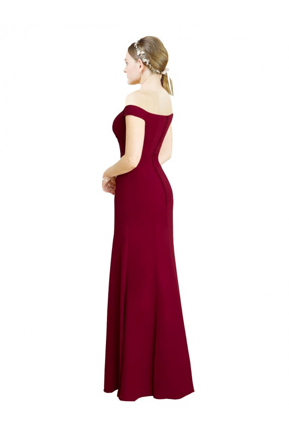 Affordable Off the Shoulder Long Chiffon Prom Dress with Pleats
