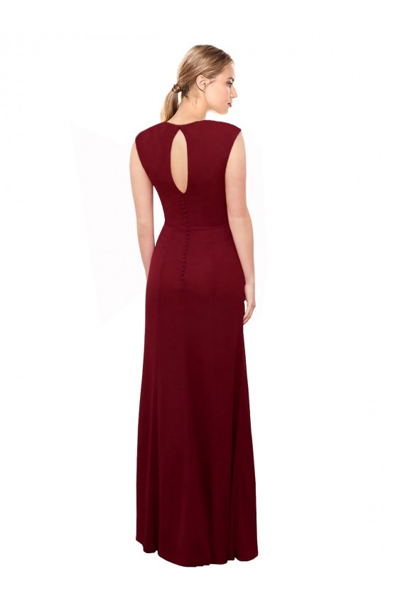Affordable Cap Sleeves Chiffon Prom Dress with Pleated V-Neck Bodice