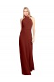 Affordable Slim High Neck Halter Fitted Open Back Chiffon Prom Dress