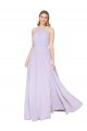 Affordable High Neck Halter Shirred Chiffon Prom Dress