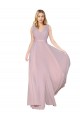 Affordable Draped V-Neck Long Chiffon Prom Dress with Shirred Bodice