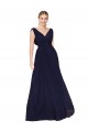 Affordable Draped Long V-Neck Floor Length Chiffon Prom Dress