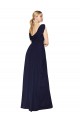 Affordable Draped Long V-Neck Floor Length Chiffon Prom Dress