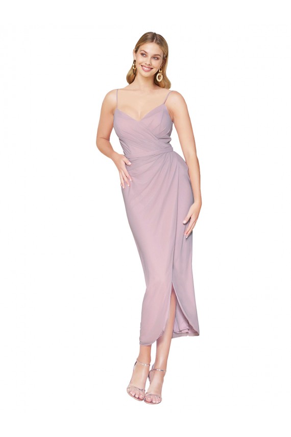 Affordable Short Knee Length Chiffon Wrap Cocktail Prom Dress / Homecoming Dress with Straps