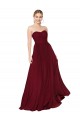 Affordable Draped Strapless Long A-Line Chiffon Prom Dress