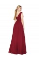 Affordable Draped Mermaid Long V-Neck Chiffon Prom Dress with High Slit