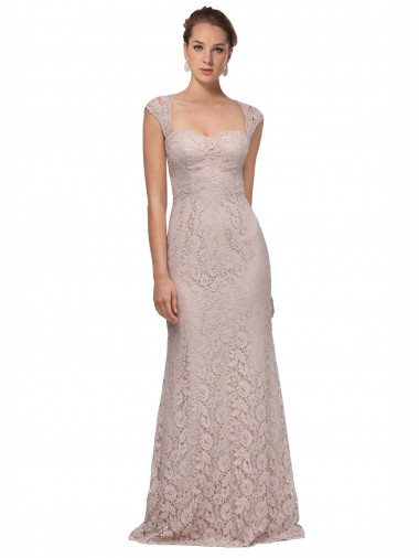 Affordable Sweetheart Neckline Cap Sleeves Lace Prom Dress with Twist