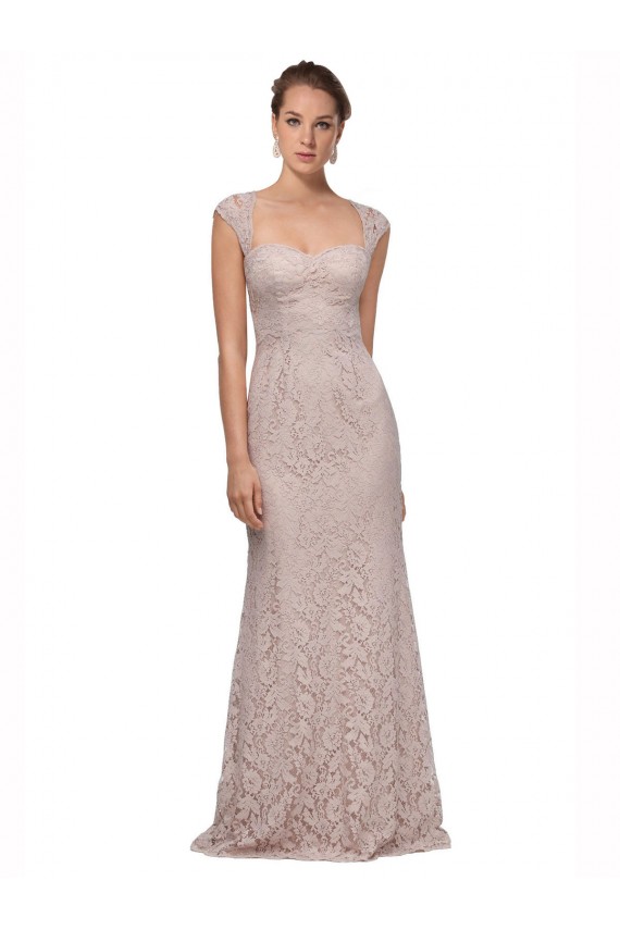 Affordable Sweetheart Neckline Cap Sleeves Lace Prom Dress with Twist