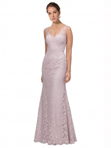 Affordable Lace V-Neckline Long Full Length Prom Dress