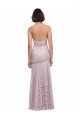 Affordable Floor Length Long Mermaid Lace Prom Dress with Low Back