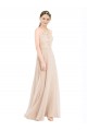Affordable High Halter Neck Illusion Lace Prom Dress with Chiffon Skirt and Keyhole Back