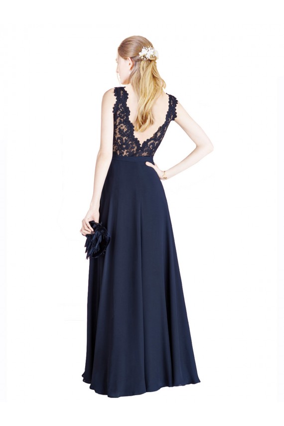 Affordable Bateaux Neckline A-Line Lace Prom Dress with Top Nude Layer