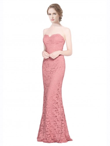 Affordable Fitted Sweetheart Mermaid Lace Prom Dress