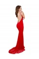 Affordable High Neck Long Lace Prom Dress with Open Back Straps