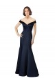 Affordable Fit and Flare Satin Prom Dress with Off the Shoulder Neckline