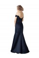 Affordable Fit and Flare Satin Prom Dress with Off the Shoulder Neckline