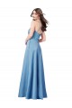 Affordable Crossing Strap Back Pleated Bodice Long Satin Prom Dress