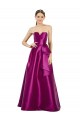 Affordable Sleeveless V-Neck Long Satin Prom Dress with Bow Waist