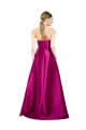 Affordable Sleeveless V-Neck Long Satin Prom Dress with Bow Waist
