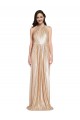 Affordable Floor Length Halter Neck Sparkling Sequin Prom Dress with Pleats