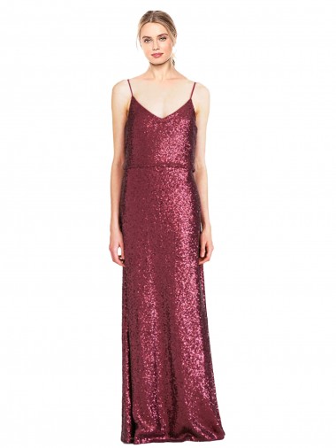 Affordable High Neck Halter Long Slim Sequin Prom Dress with V-Neck and Blouson Bodice