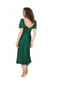 Affordable Ruched Sleeve Silky Satin Prom Dress