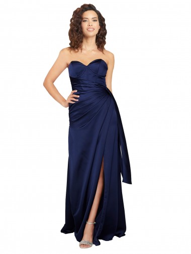 Affordable Floor Length Wrap Skirt Silky Satin Prom Dress