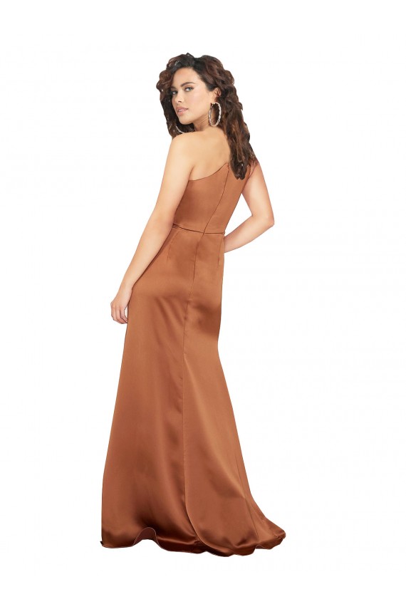 Affordable One Shoulder Silky Satin Prom Dress