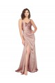 Affordable Floor Length Silky Satin Prom Dress with Front Skirt Slit