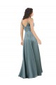 Affordable Silky Satin Floor-Length Long Prom Dress with V-Neckline