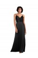 Affordable Full Length V-Neckline Silky Satin Prom Dress with Spaghetti Straps