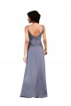 Affordable Full Length V-Neckline Silky Satin Prom Dress with Spaghetti Straps