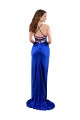 Affordable Open Back Cowl Neck Long Silky Satin Prom Dress