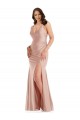 Affordable Deep V-Neck Silky Satin Mermaid Prom Dress with Side Slit