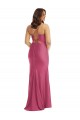 Affordable Cowl-Neck Open Tie-Back Silky Satin Mermaid Prom Dress with Frong Slit