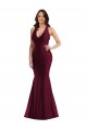 Affordable Plunge Neckline Cutout Low Back Silky Satin Mermaid Prom Dress
