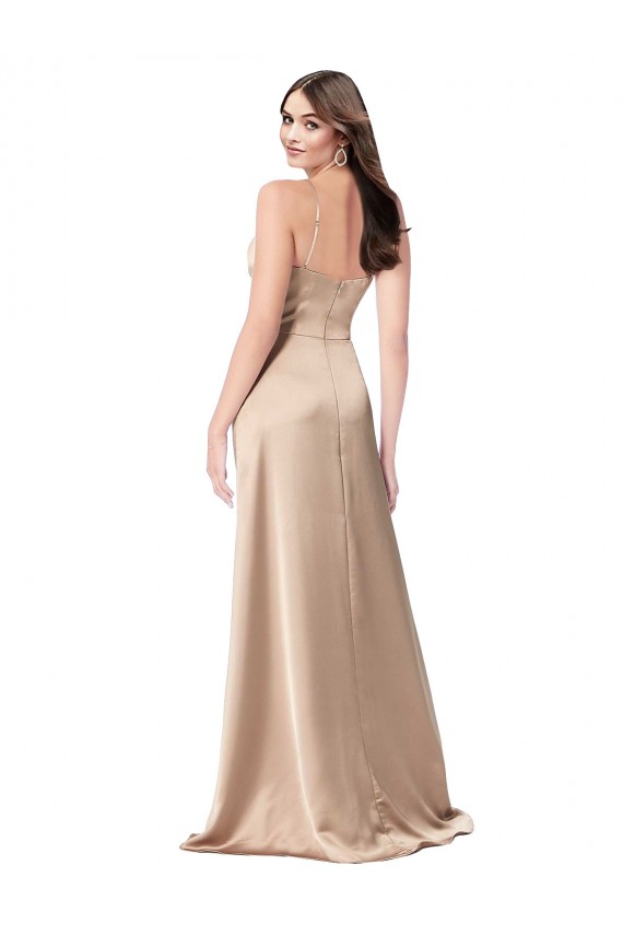 Affordable Silky Satin Prom Dress with Draped Surplice Bodice