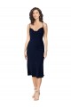 Affordable Short Midi Length Silky Satin Cocktail Prom Dress / Homecoming Dress with Cowl Neck and Cross Back Straps
