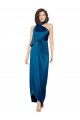 Affordable High Halter Neck Silky Satin Prom Dress with Sash Overlay and Side Split