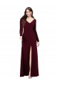Affordable Long Sleeves Spandex Prom Dress with Front Slit