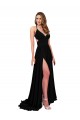 Affordable High Slit Open Back Long Spandex Prom Dress with Lined Crossover Bust