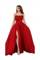 Affordable Lace Over Bodice Long Spandex Prom Dress with Slit