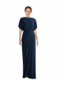 Affordable Open Back Short Sleeves Draped Tulip Skirt Maxi Spandex Prom Dress