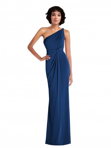 Affordable Grecian Inspired One Shoulder Twist Draped Maxi Spandex Prom Dress