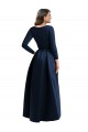 Affordable Long Sleeves Wrapped Spandex Prom Dress with High Low Full Skirt and Pockets