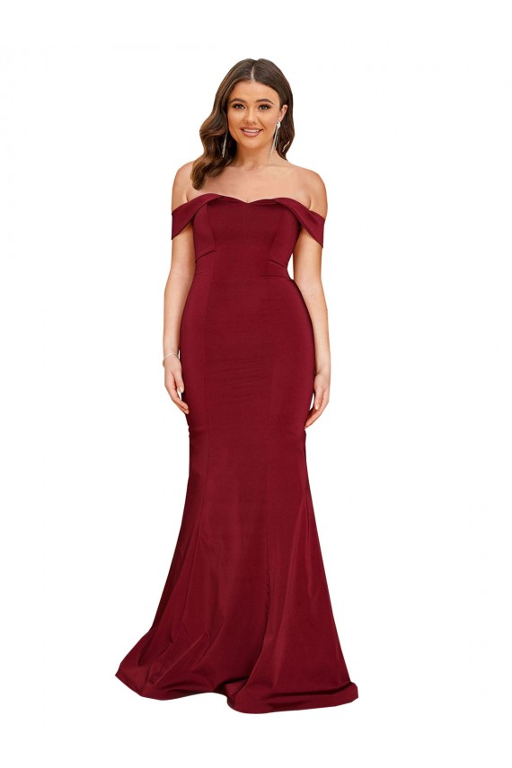 Affordable Off Shoulder Sleeves Sweetheart Neckline Long Spandex Prom Dress
