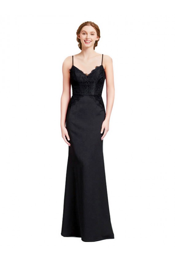 Affordable Long Chiffon Prom Dress with Lace Bodice and Curved V-Neckline