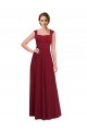 Affordable Square Neck Subtle Cap Sleeeves Crepe Prom Dress