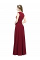 Affordable Square Neck Subtle Cap Sleeeves Crepe Prom Dress